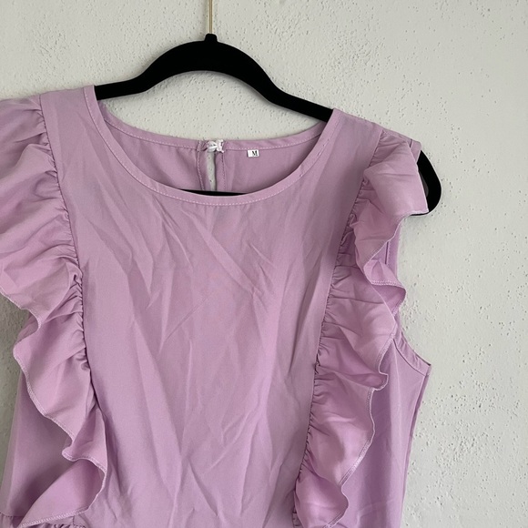 WOMAN Light Purple Ruffle- Accent Sleevless Midi Dress, Size M - Picture 3 of 6